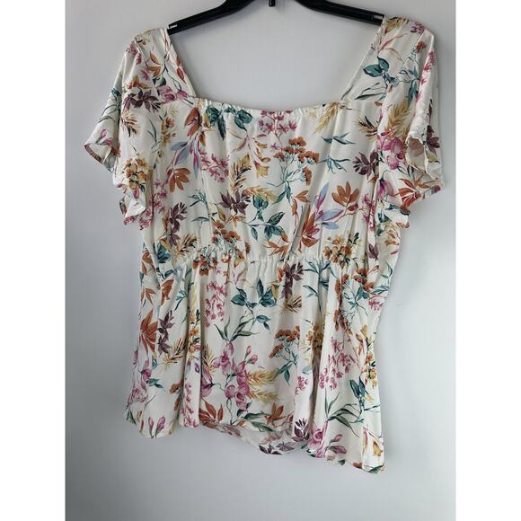 Torrid Peplum Challis Sweetheart Flutter Sleeve Top Floral Women's Plus Size 1X - Picture 8 of 11